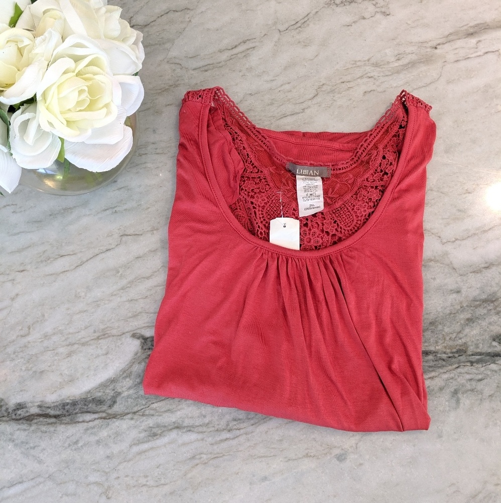 Libian Cold Shoulder Top with Perforated Lace Back